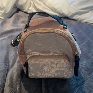 Light pink velvet mini backpack